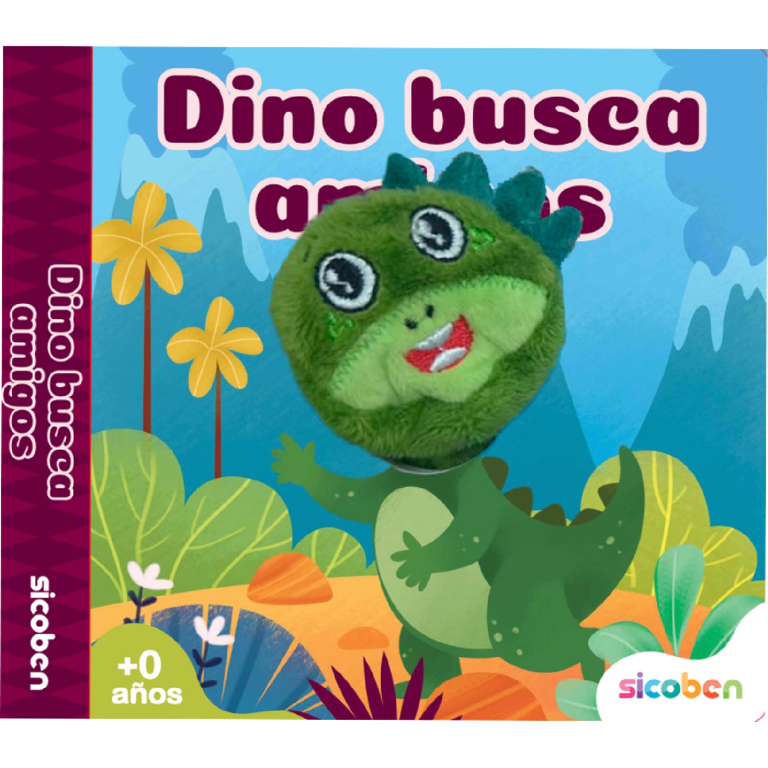 Libro Dino busca amigos con dinosaurio de peluche, educativo para niños de 0 años
